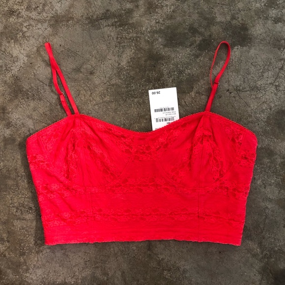 red lace bralette crop top
